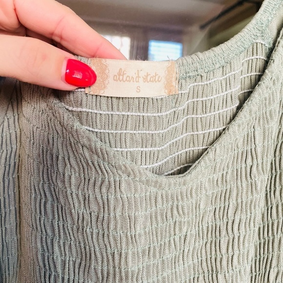 Altar'd State Sage Green Puff Sleeve Smocked Mini Dress - Picture 5 of 8